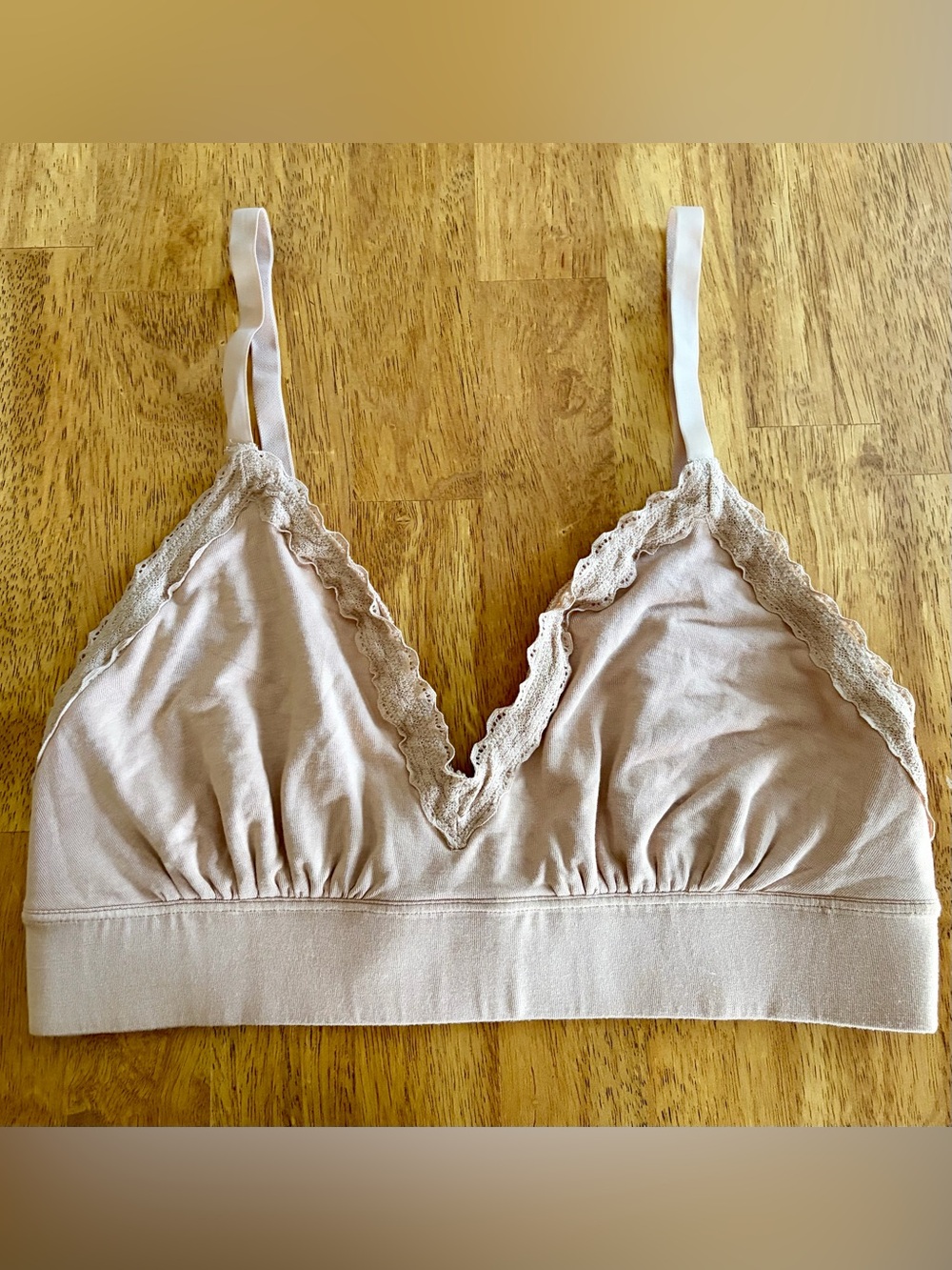 MeUndies UltraModal Lace Plunge Bralette - Sand Dune Sz LARGE
